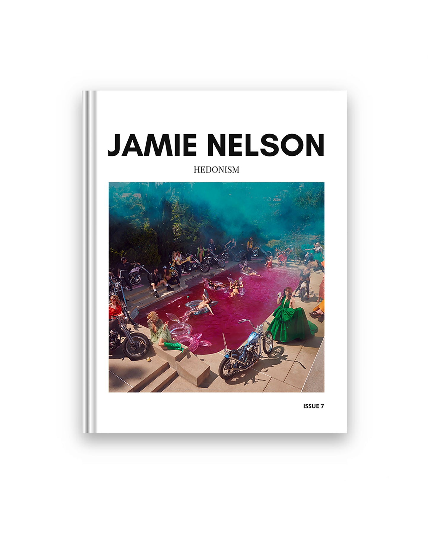 Book cover of 'Hedonism' by Jamie Nelson with a pool party scene on the cover.