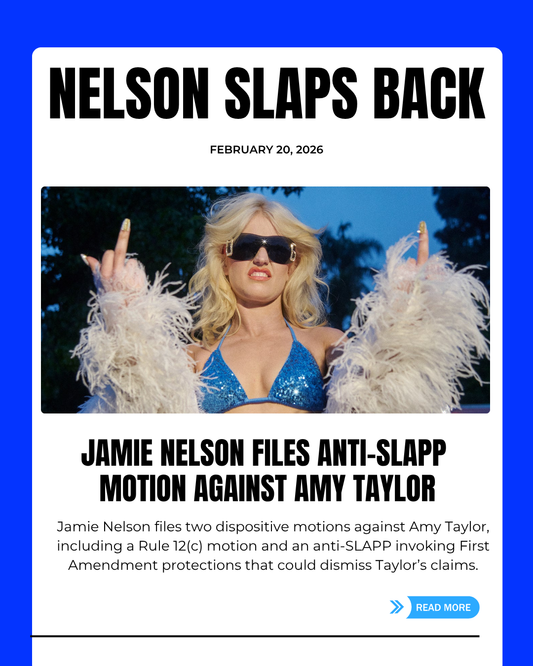 In the federal lawsuit Amy Taylor v. Jamie Nelson: Photographer fights back by filing an anti-SLAPP and 12(c) motion for judgement on the pleadings which could dismiss Taylor's claims.