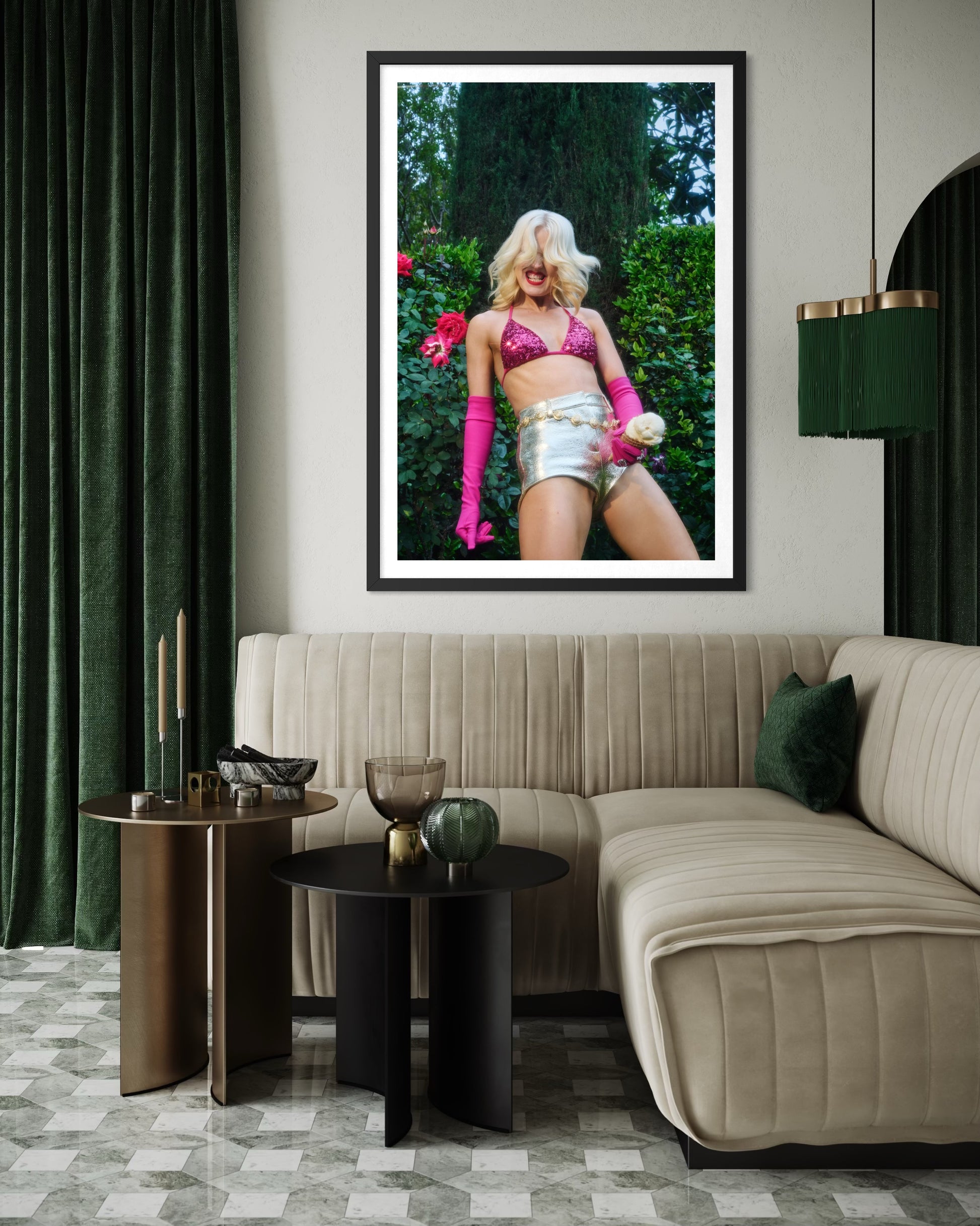 Artwork of Amy Taylor (Amyl and the Sniffers) as part of the "Champagne Problems" series photographed by Jamie Nelson for Vogue Portugal.