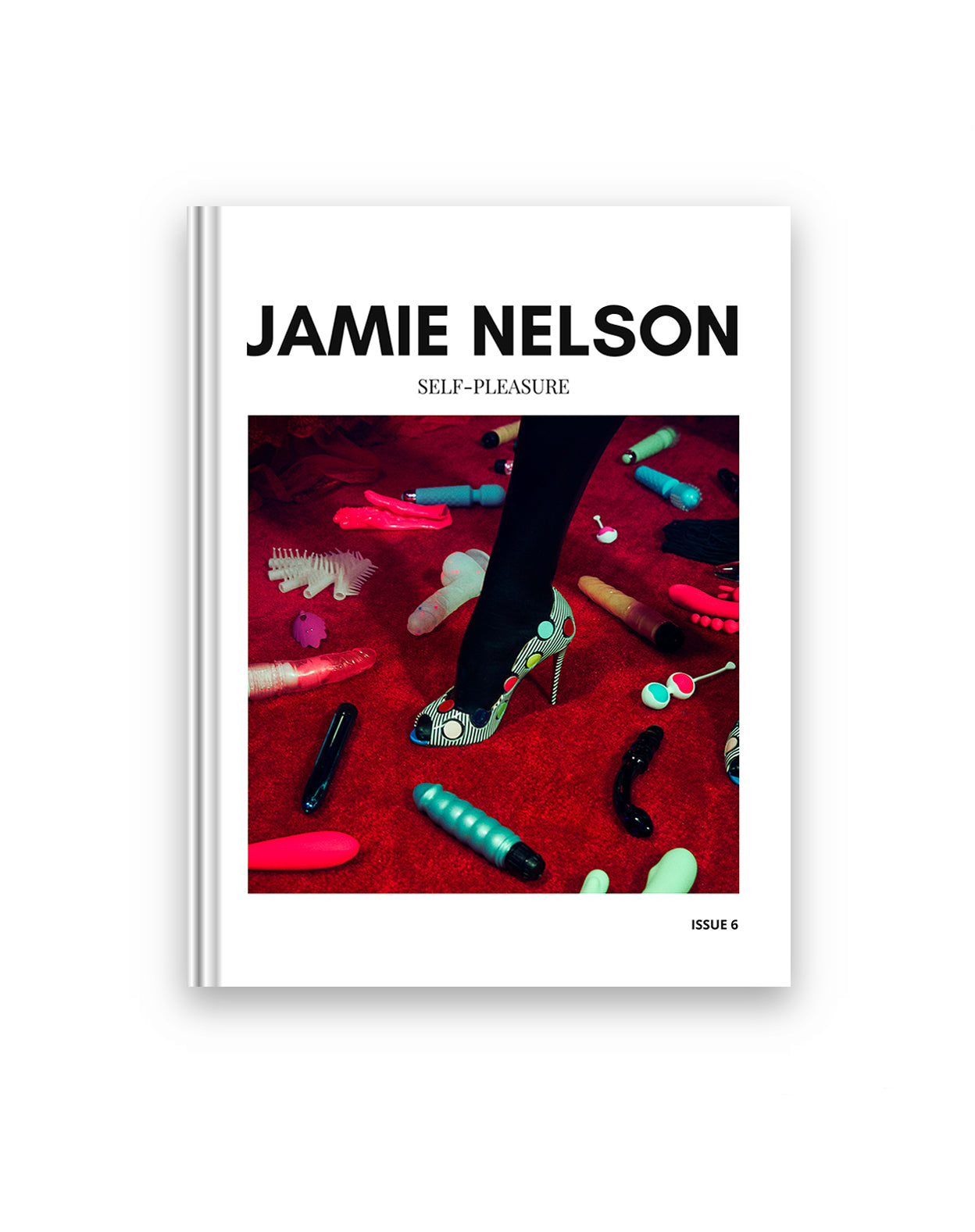 Book cover of 'Jamie Nelson Self-Pleasure' with a red background and visible text.