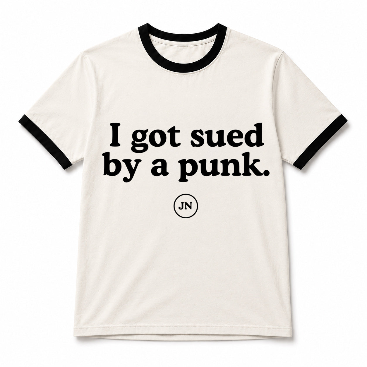 I got sued by a punk T-shirt. This shirt supports Jamie Nelson in her federal copyright lawsuit against a punk singer.