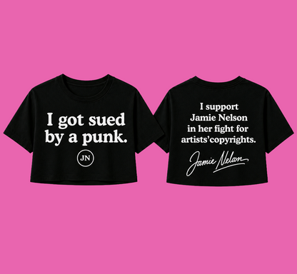 I got sued by a punk t-shirt representing Los Angeles photographer Jamie Nelson who is involved in a lawsuit regarding copyrights and right of publicity claims.