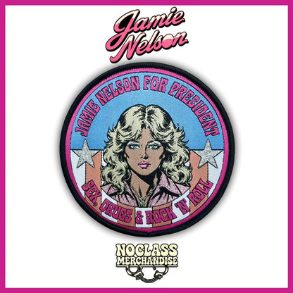Sex, drugs, and rock 'n' roll patch by Jamie Nelson, photography rights advocate