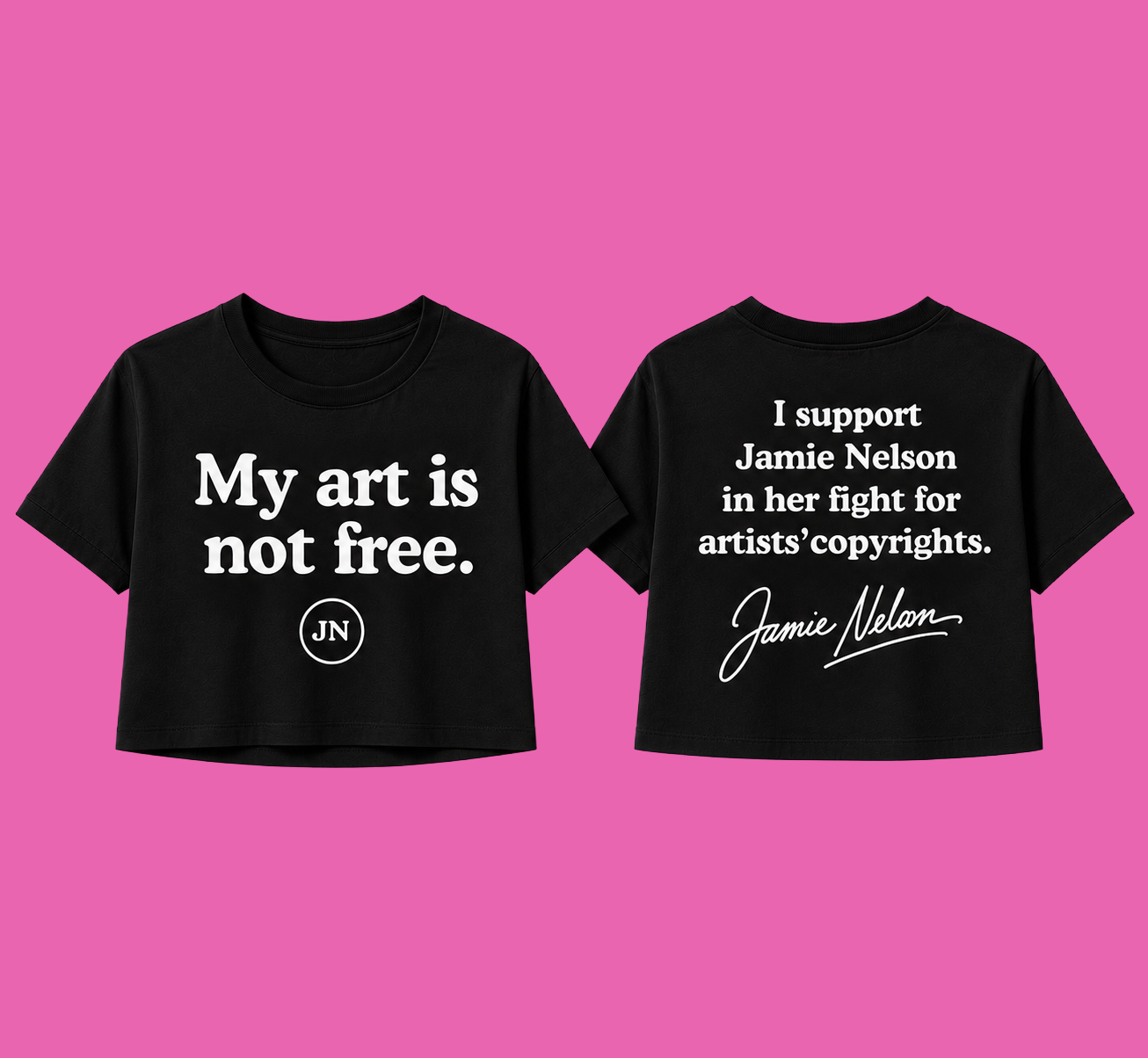 Pre-Order Unisex Cropped or Regular T-Shirt Black: "My Art is Not Free."