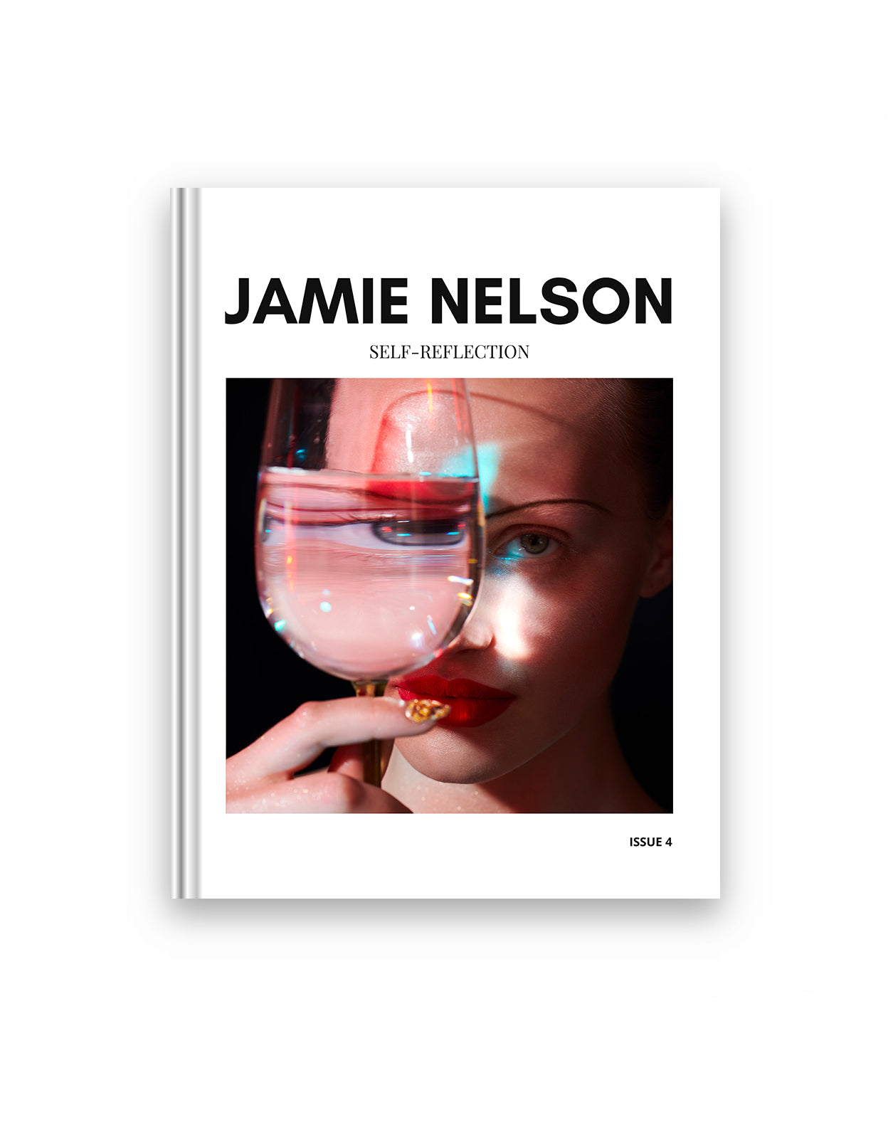 Book cover with 'Jamie Nelson' and 'Self-Reflection' text, featuring a woman holding a glass.